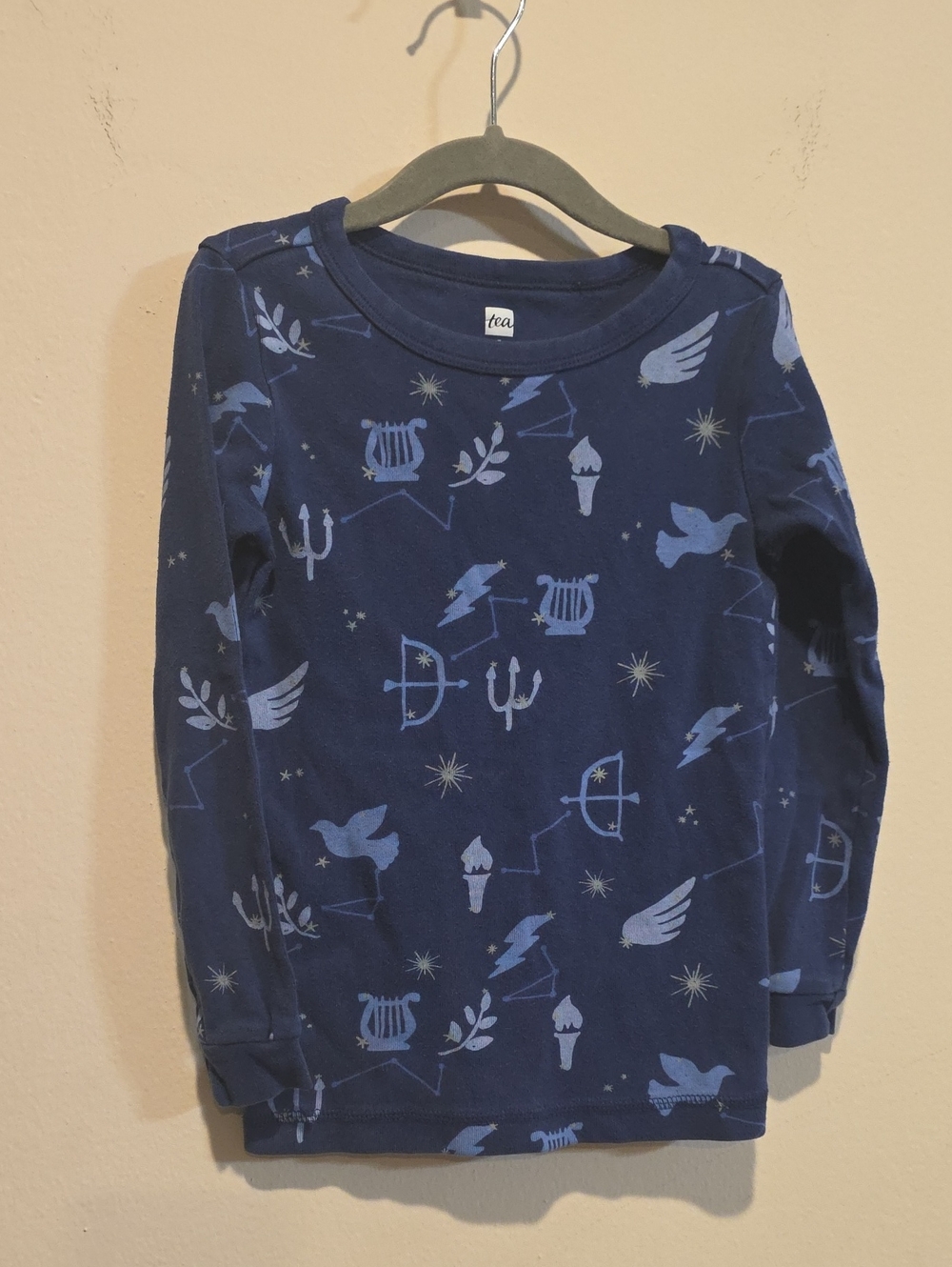 Tea Collection Navy Blue Mythical Print Kids Pajama Set Size 7 Greek Mythology